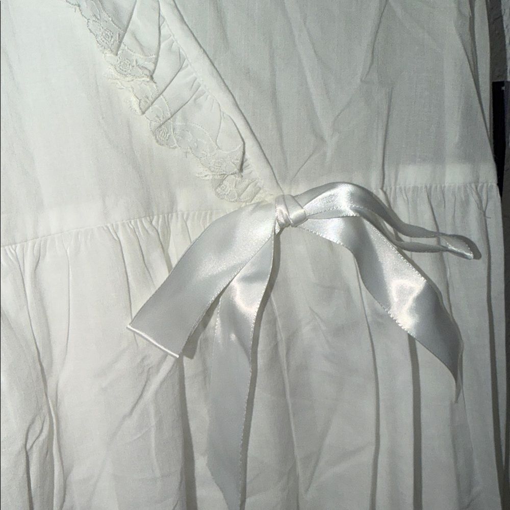Vintage retro whit cotton Eileen West Ruffle cottagecore Lolita Dress M - Picture 5 of 8